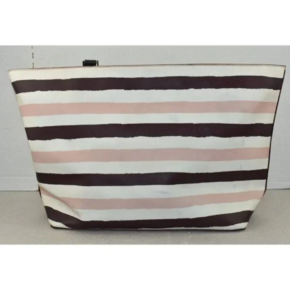Kate Spade Women Grant Street Jules Grainy Striped Vinyl Shoulder Bag Beach Tote - Picture 3 of 16